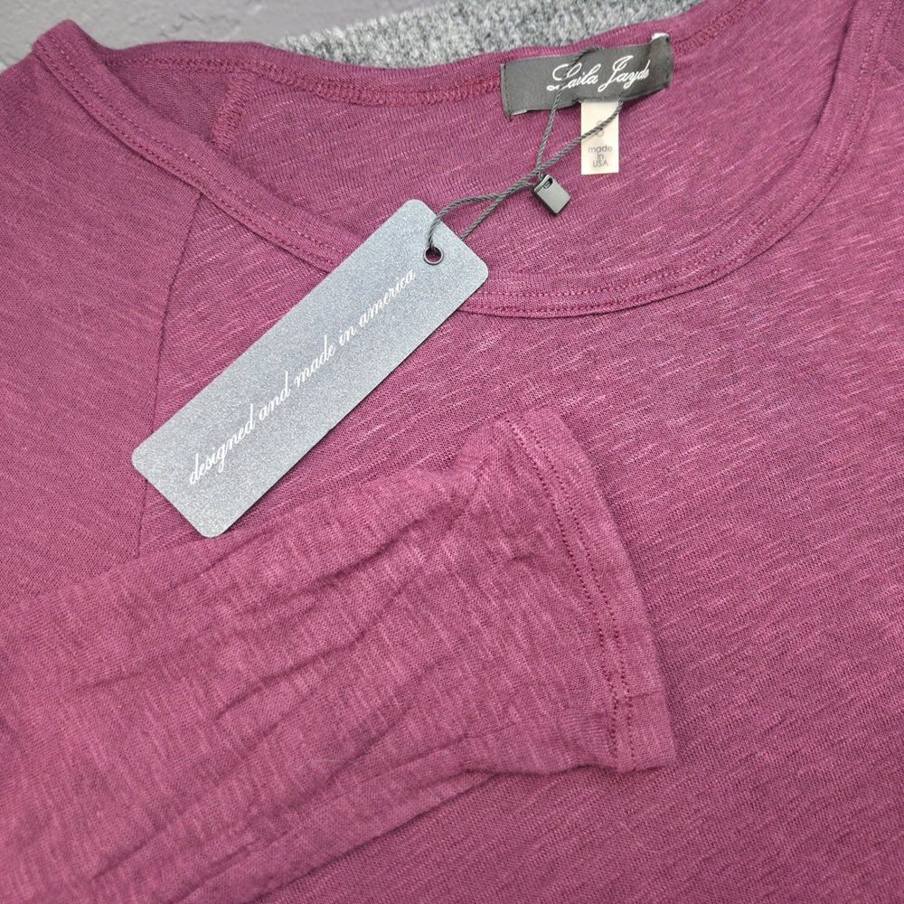 Laila Jayde Women S Purple Viscose Wool Slub Knit Tunic Top Relaxed High Low Hem